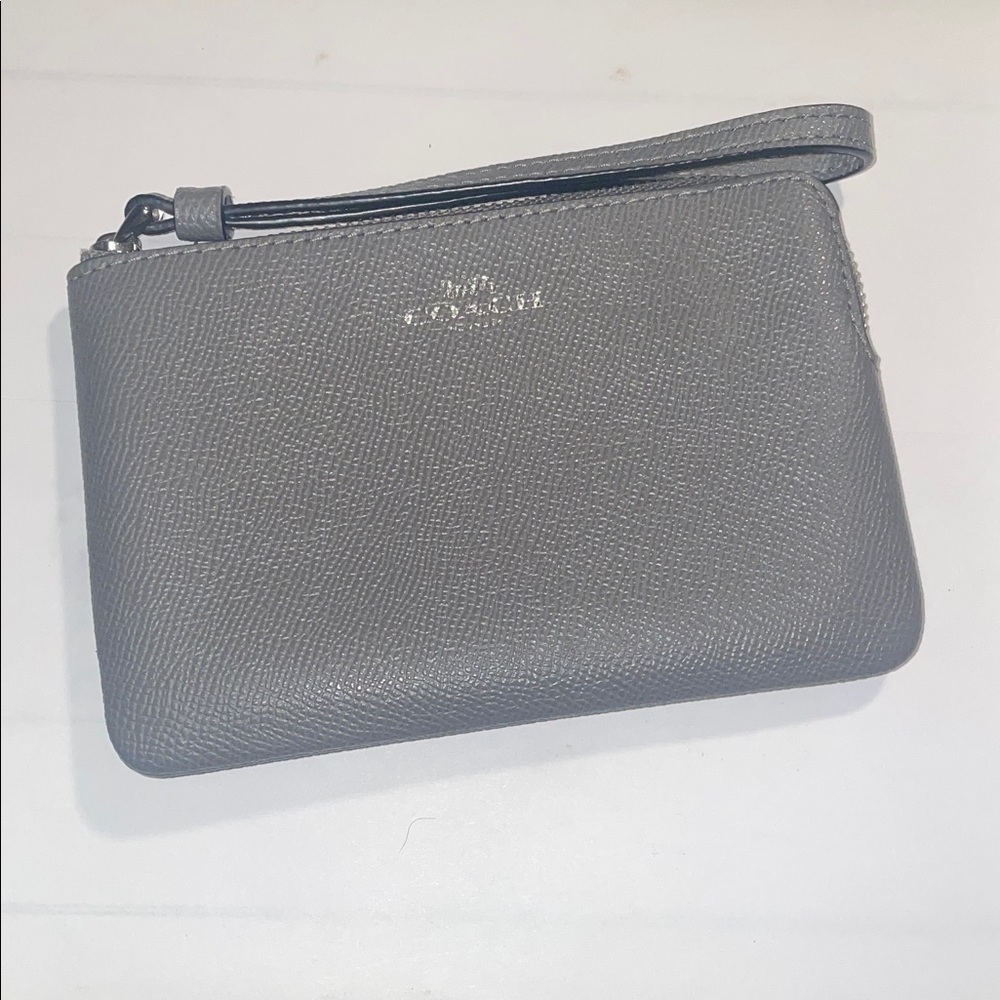 Coach Gray Leather Wristlet